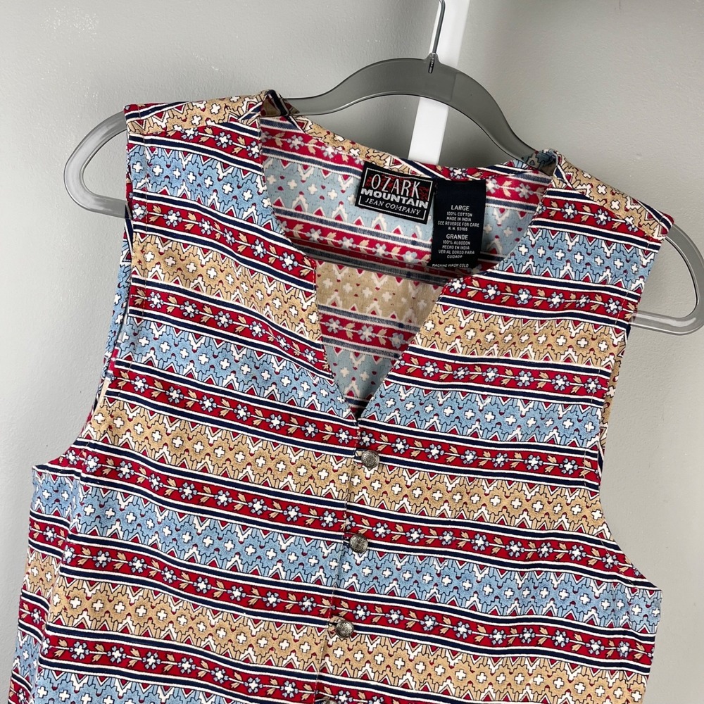 Ozark Mountain Jean Company Vest Womens L Western Boho Cowgirl Aztec Vintage